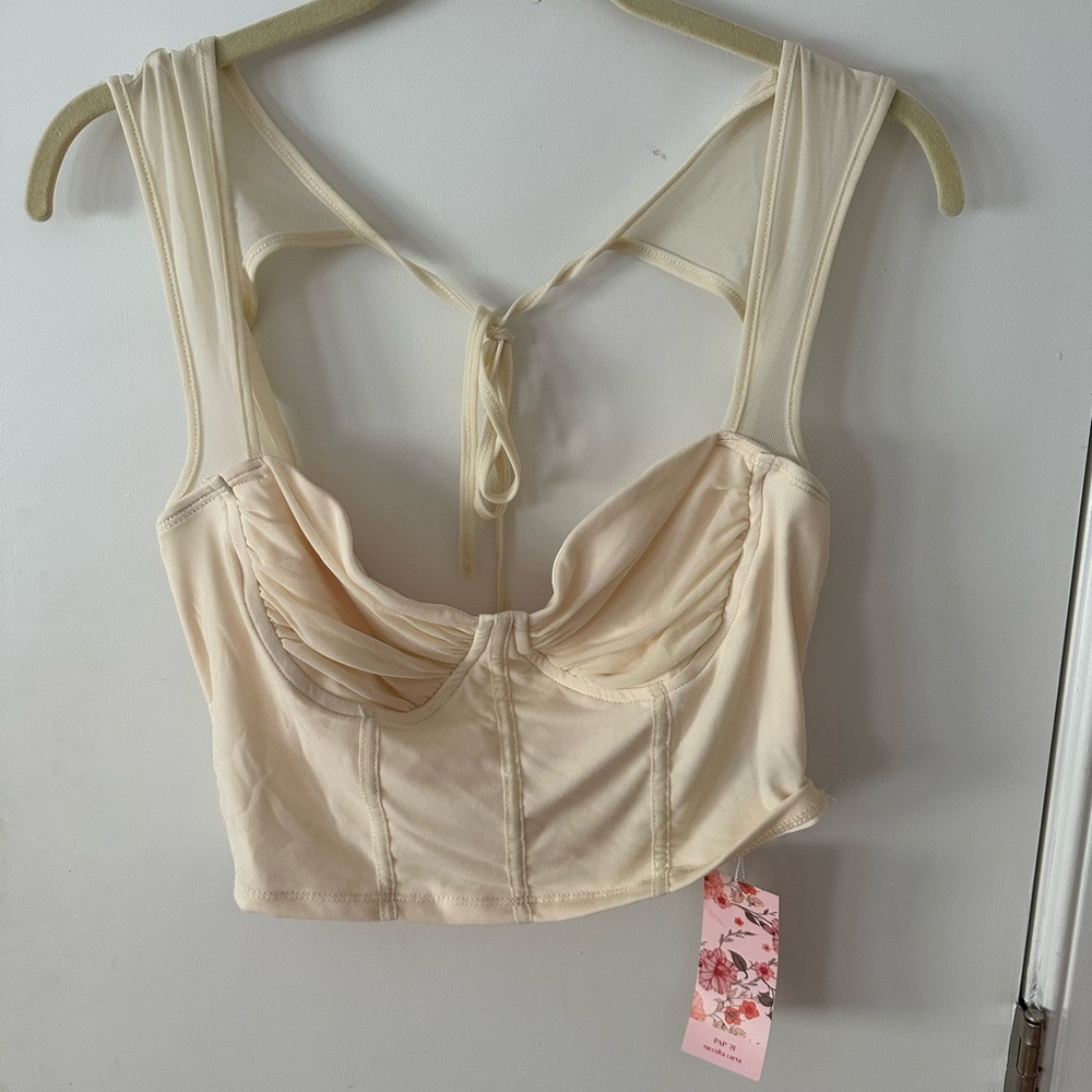 SHEIN MOD Tie Back Ruched Crop Tank Top